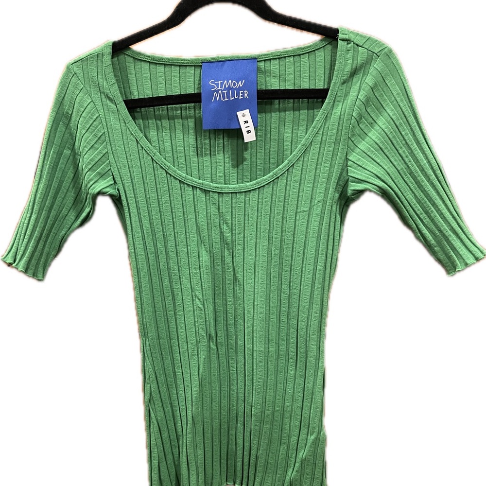Simon Miller Green Ribbed Knit Top
